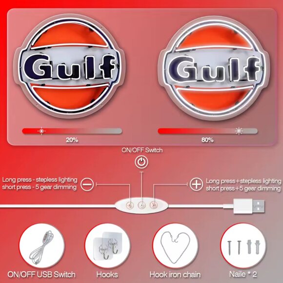 GULF OIL NEON LED SIGN - Picture 4 of 4